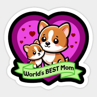 World's Best Mom Cute Corgis Sticker